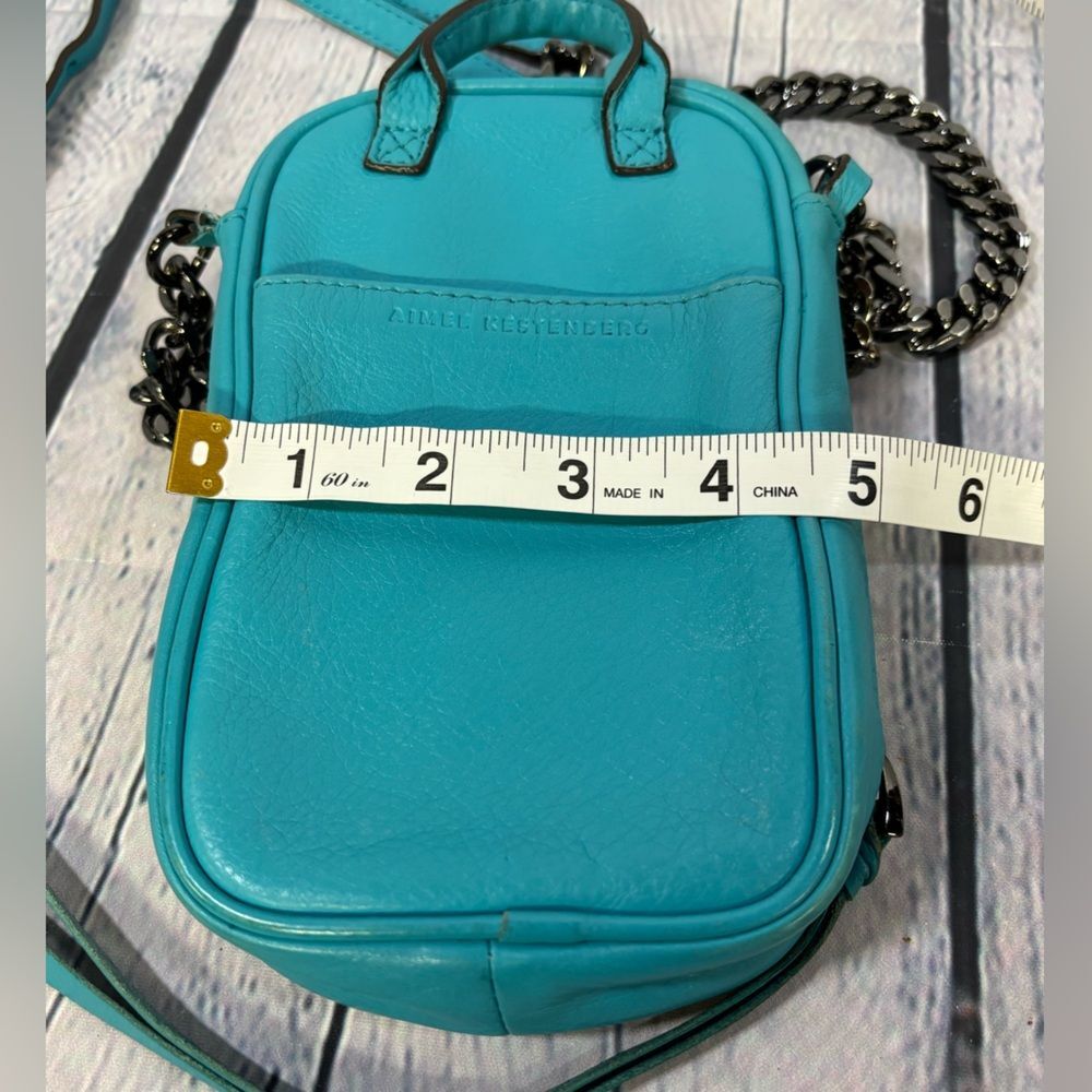 Aimee Kestenberg Tamitha Teal Leather Black Chain RFID Phone Holder Crossbody - Picture 5 of 8